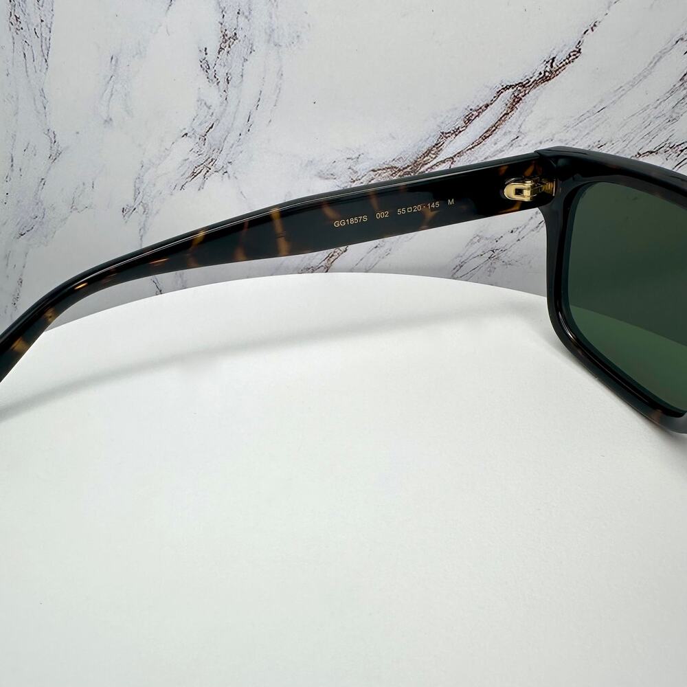 New GUCCI Sunglasses Brown Gold Red Green Web 55-20-145 mm Mens Square Gucci - Picture 10 of 16